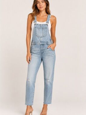 Eunina Straight Leg Cropped Raw Hem Overalls – Size Small